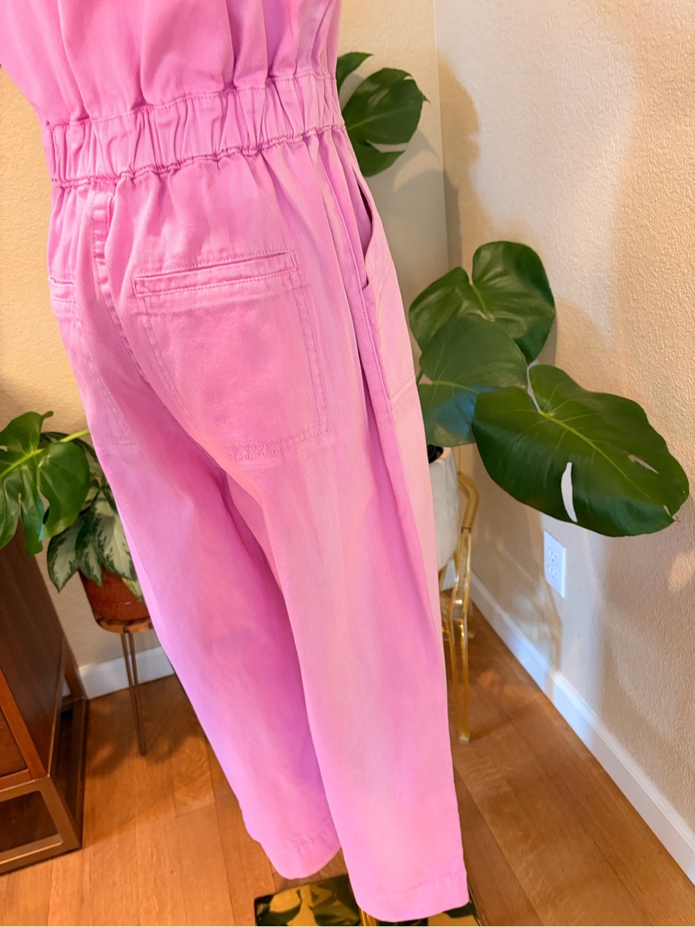 Miou Muse Pink Utility Jumpsuit with Tie Waist - Size Medium - Picture 7 of 11
